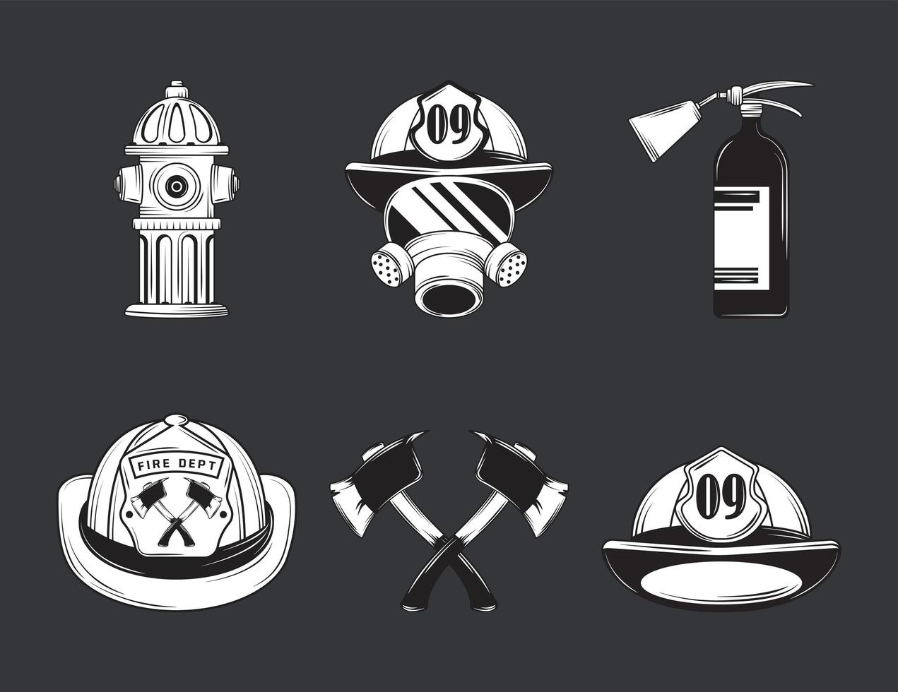 iconos del departamento de bomberos vector