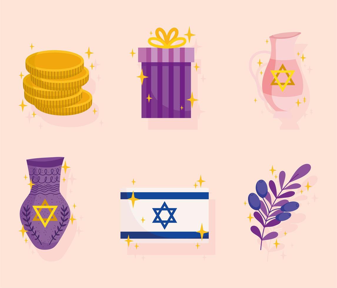 colección de iconos de hanukkah vector