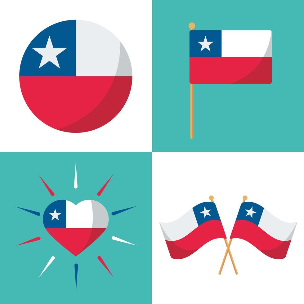 set of flags chile vector