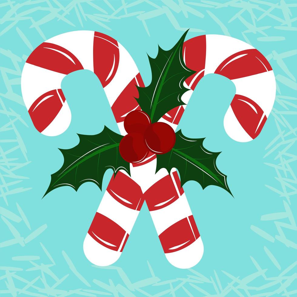 christmas canes with mistletoe vector