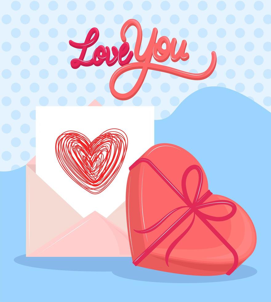 love you letter and gift vector