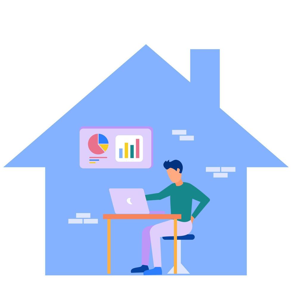 Illustration vector graphic cartoon character of work from home