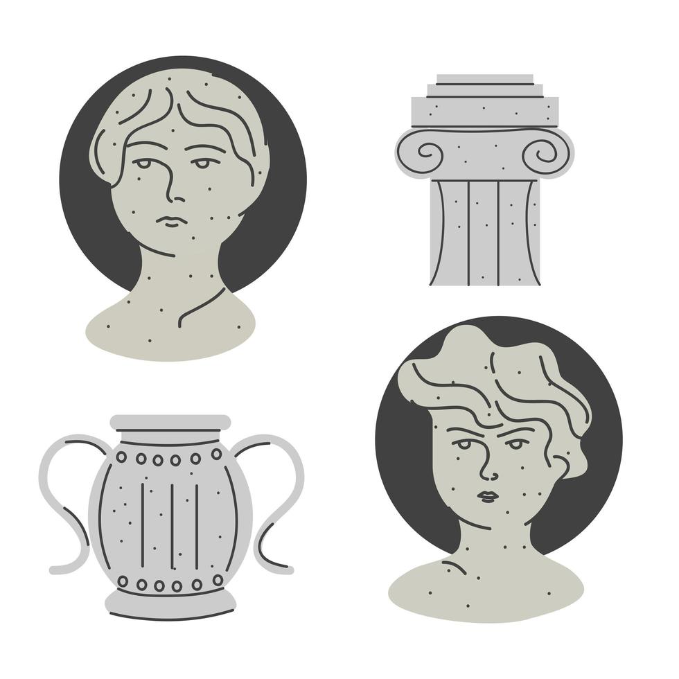 set of women greek vector