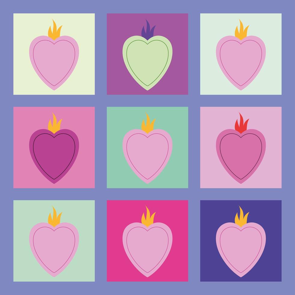 hearts and flame vector