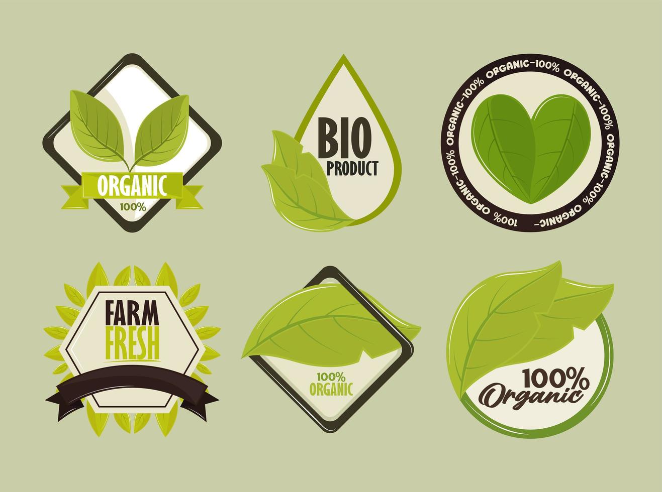 icons organic labels vector