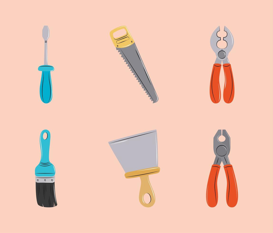 construction tools icons vector