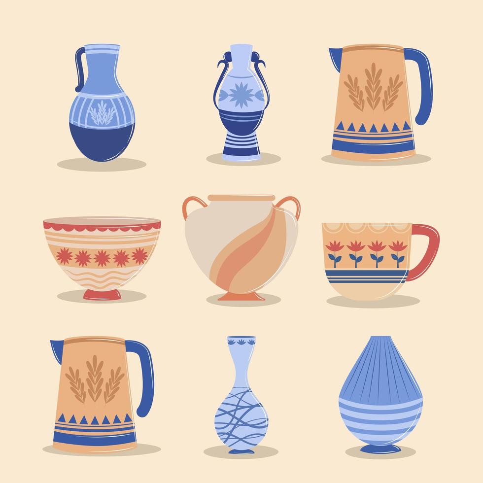 various pottery style vector