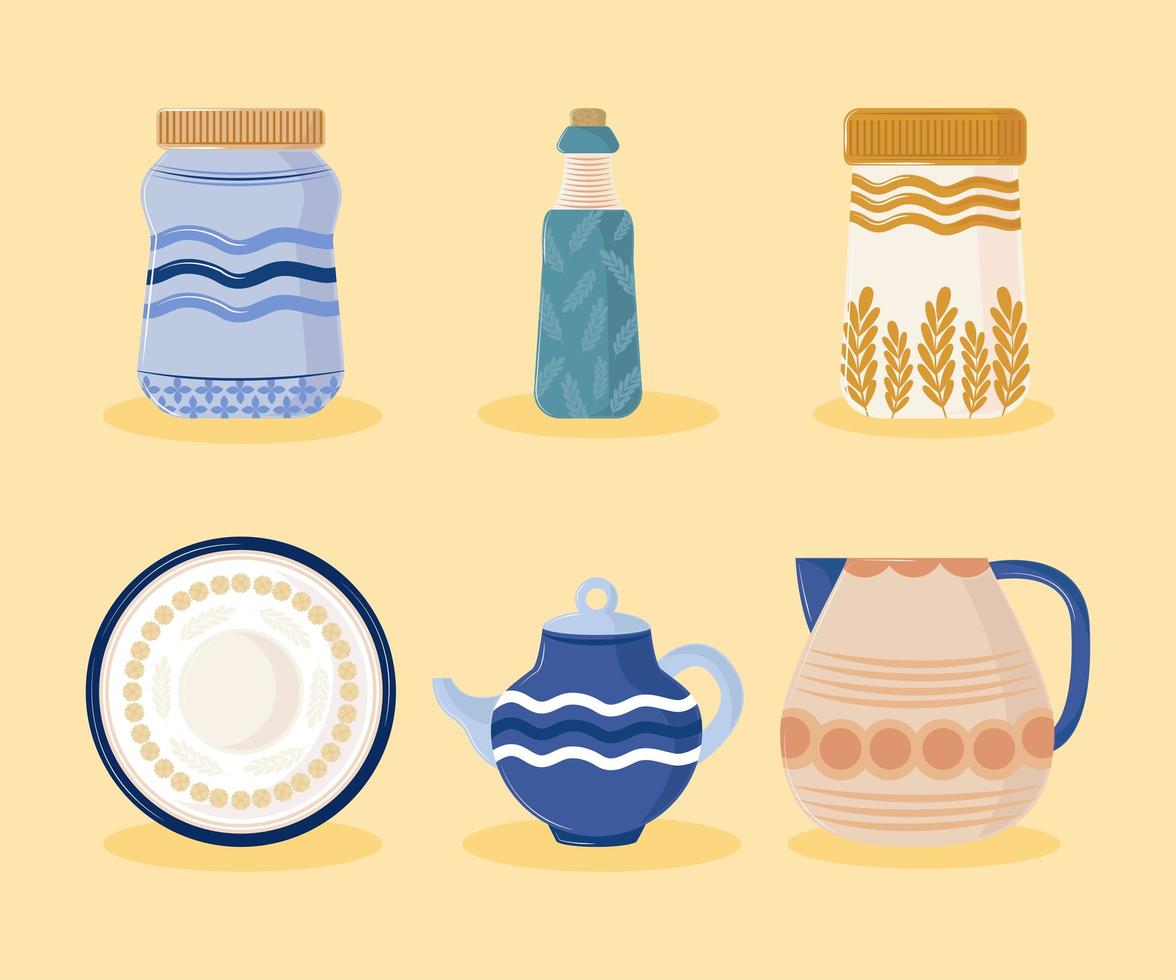 kitchen ceramic utensils vector