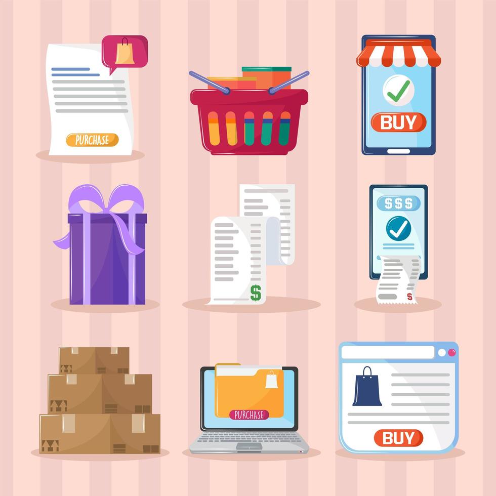 online purchase icons vector