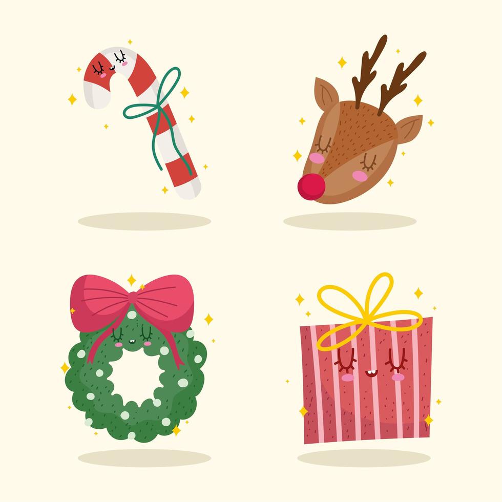 iconos de dibujos animados de navidad vector