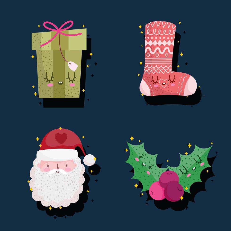 christmas cute icons vector