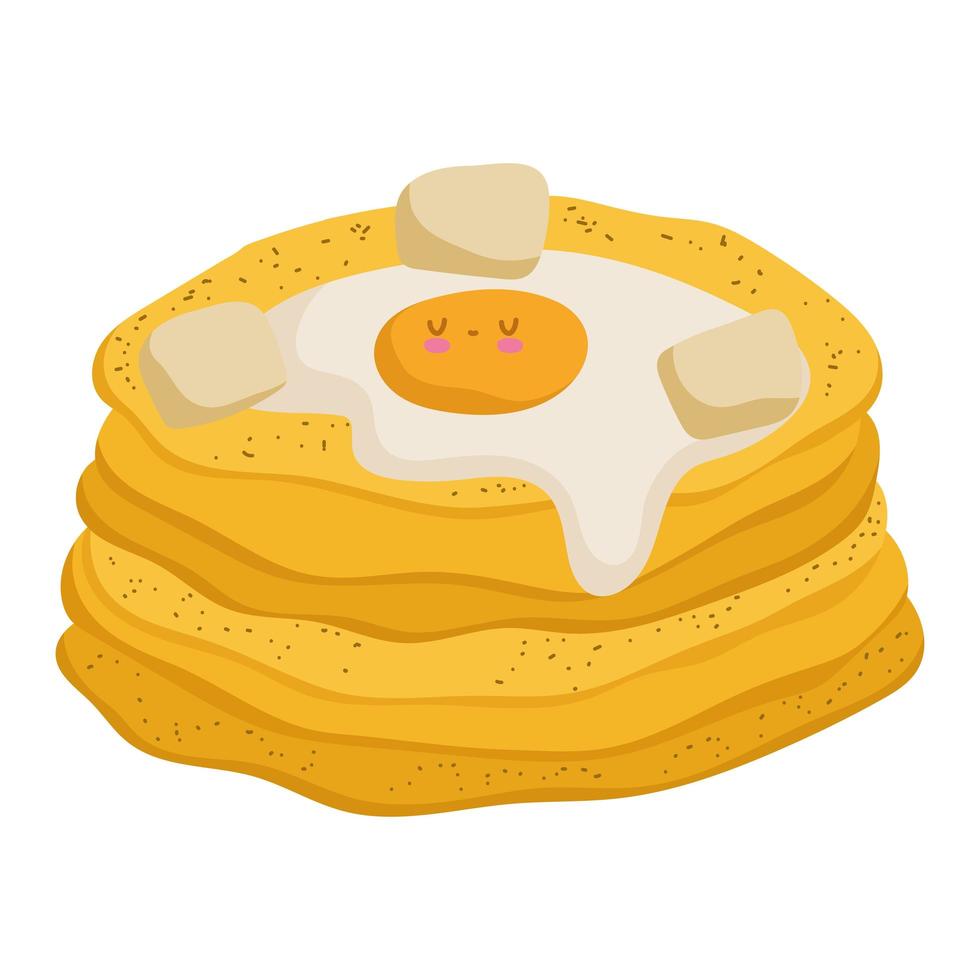 pancakes egg and butter cute vector