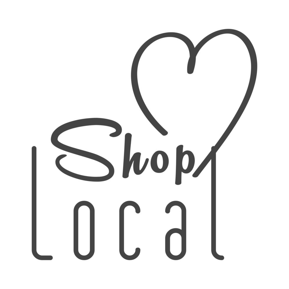 shop local quote and heart vector