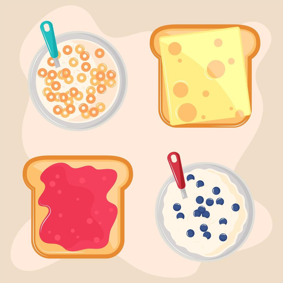 desayuno fresco iconos vector