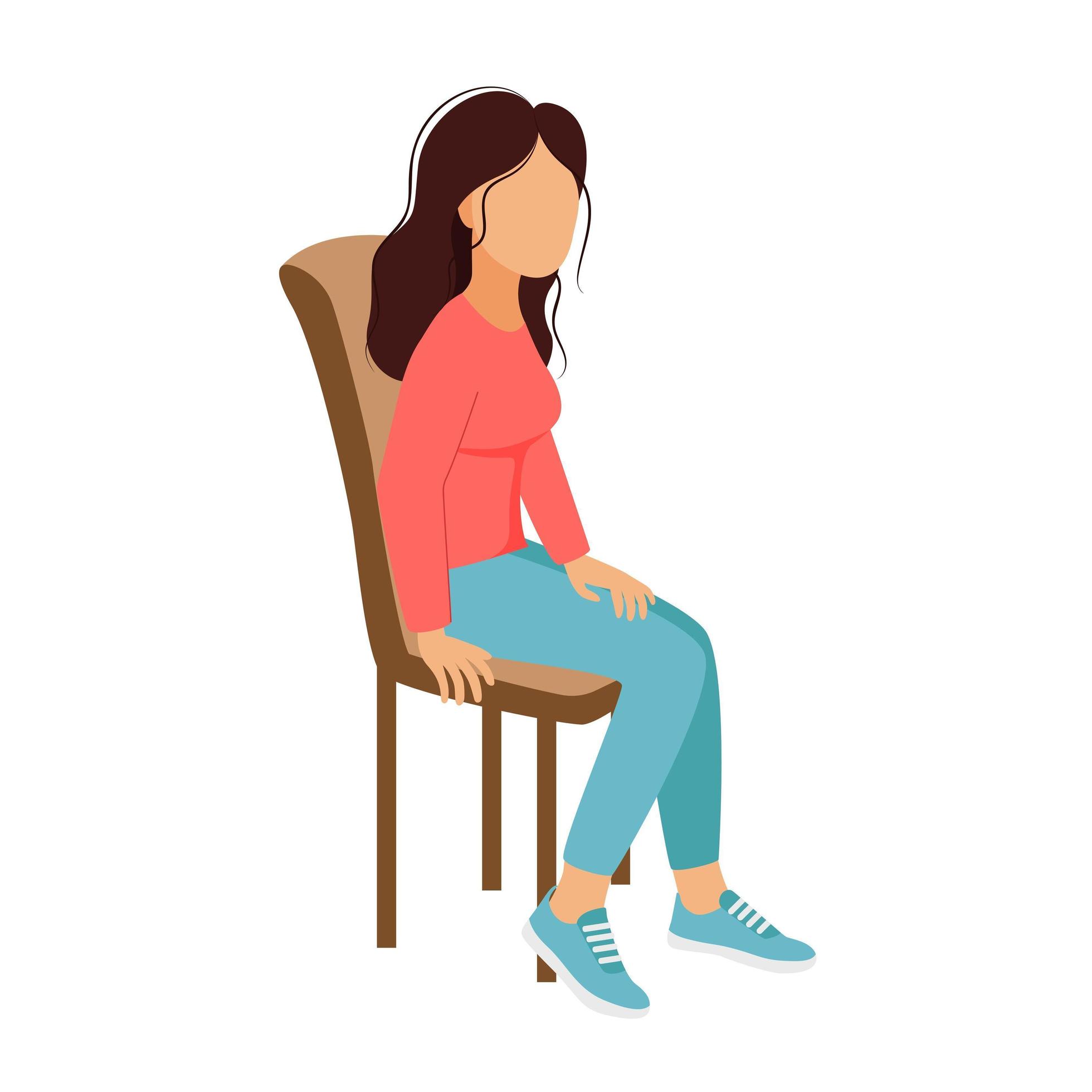 Woman sitting on chair isolated vector illustration 6100217 Vector Art