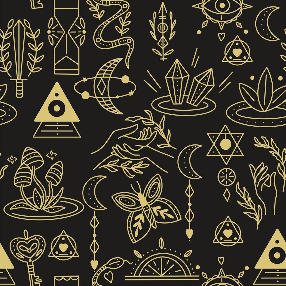 Witch craft magical symbols seamless pattern vector