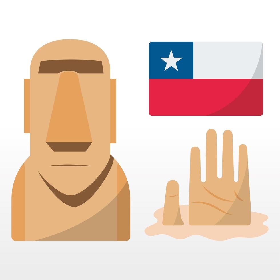 chile moai and flag vector