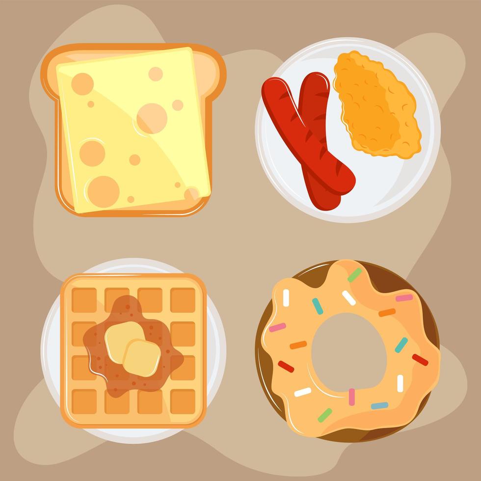 set breakfast food vector