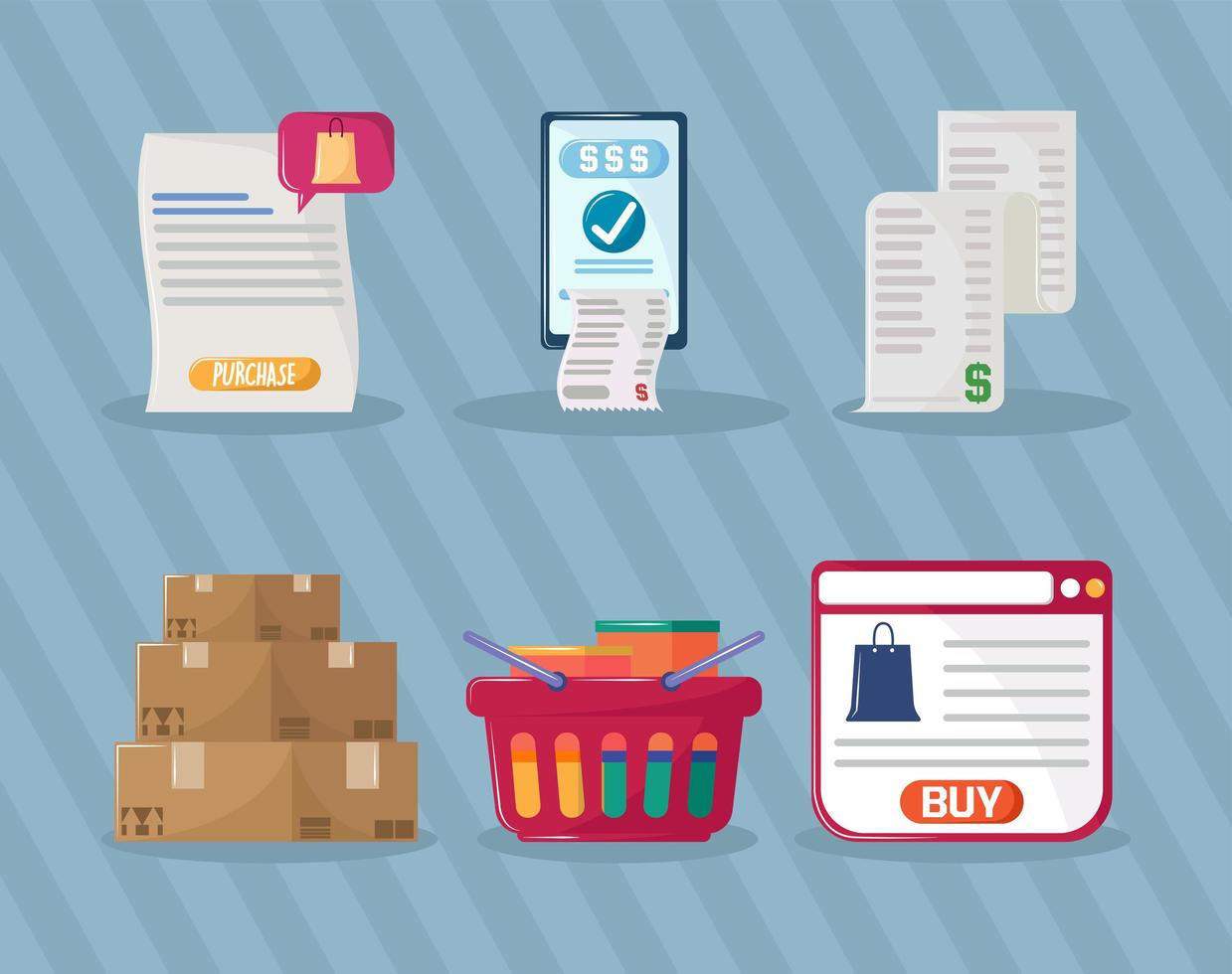 purchases icons set vector