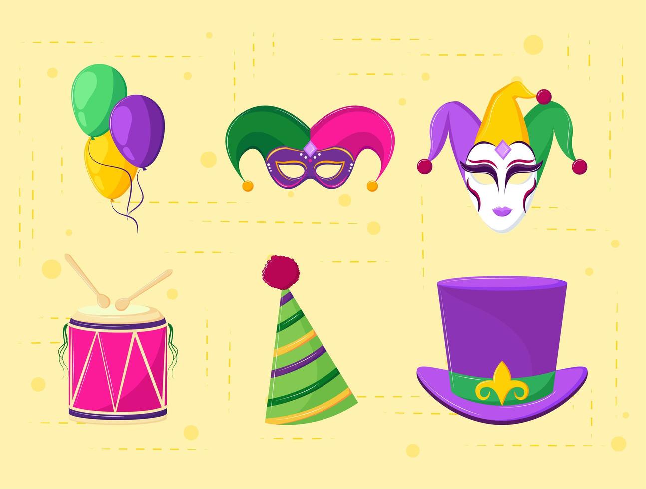 Mardi Gras collection icons vector