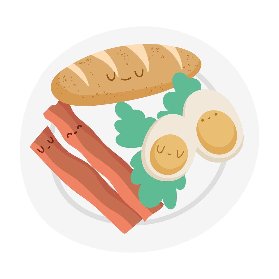 bread egg and bacon vector