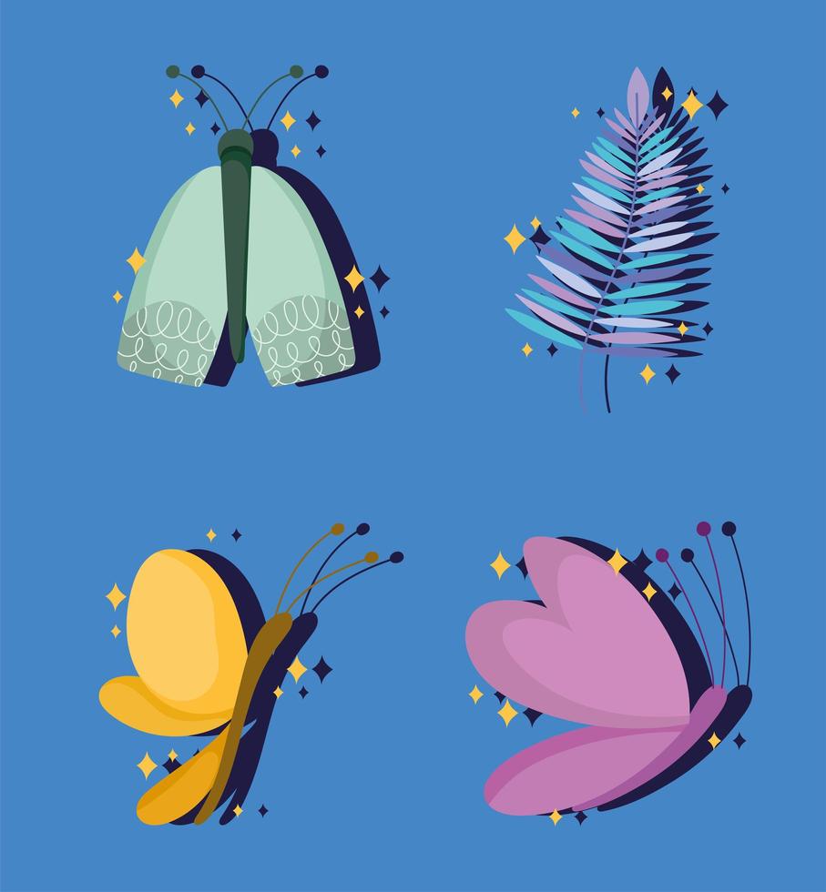 butterflies over blue background vector