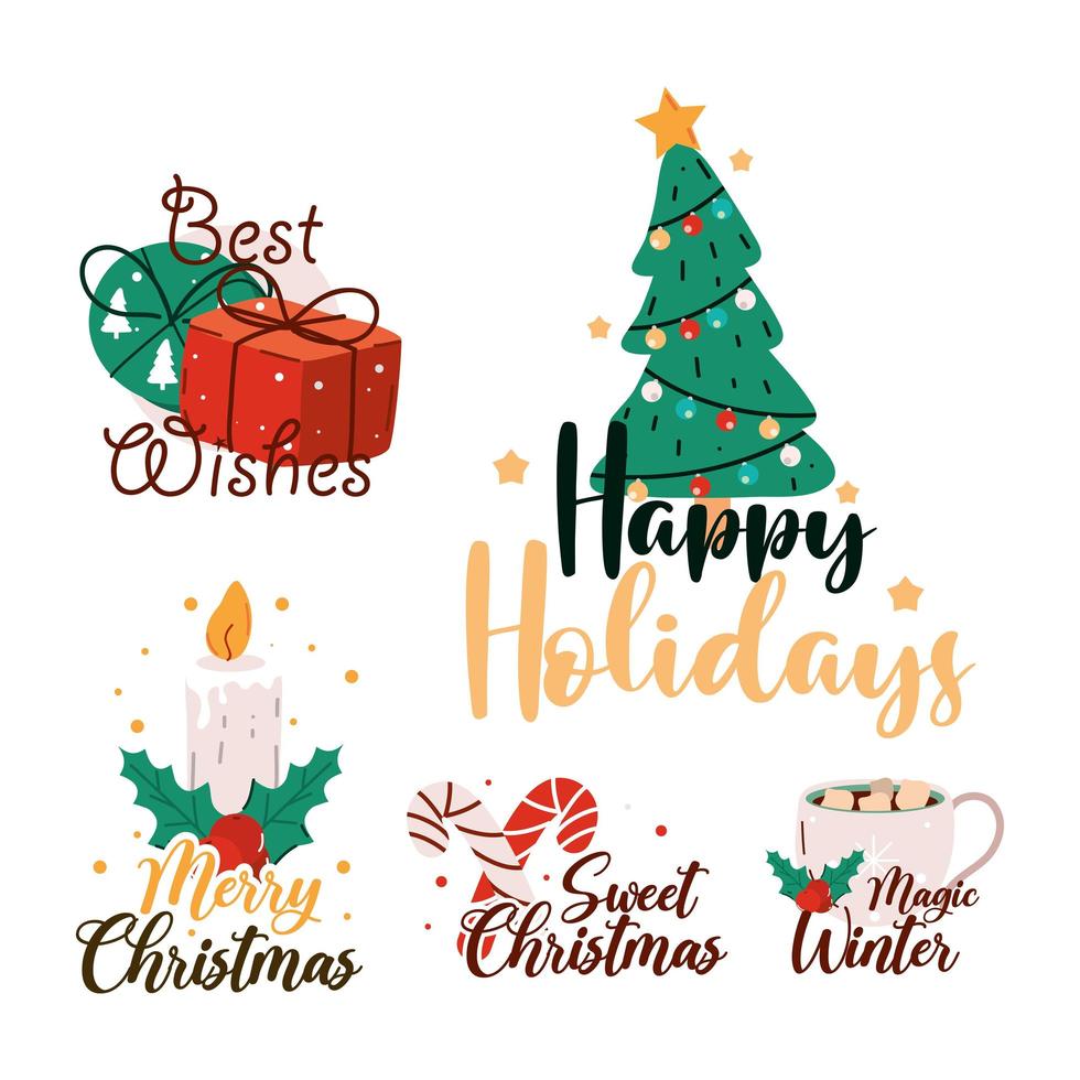 merry christmas icons vector