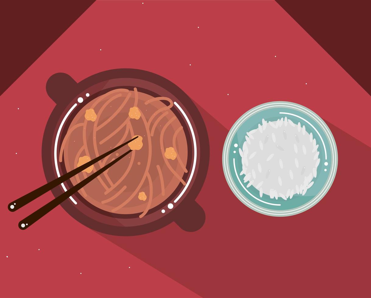 chinese rice and soup vector