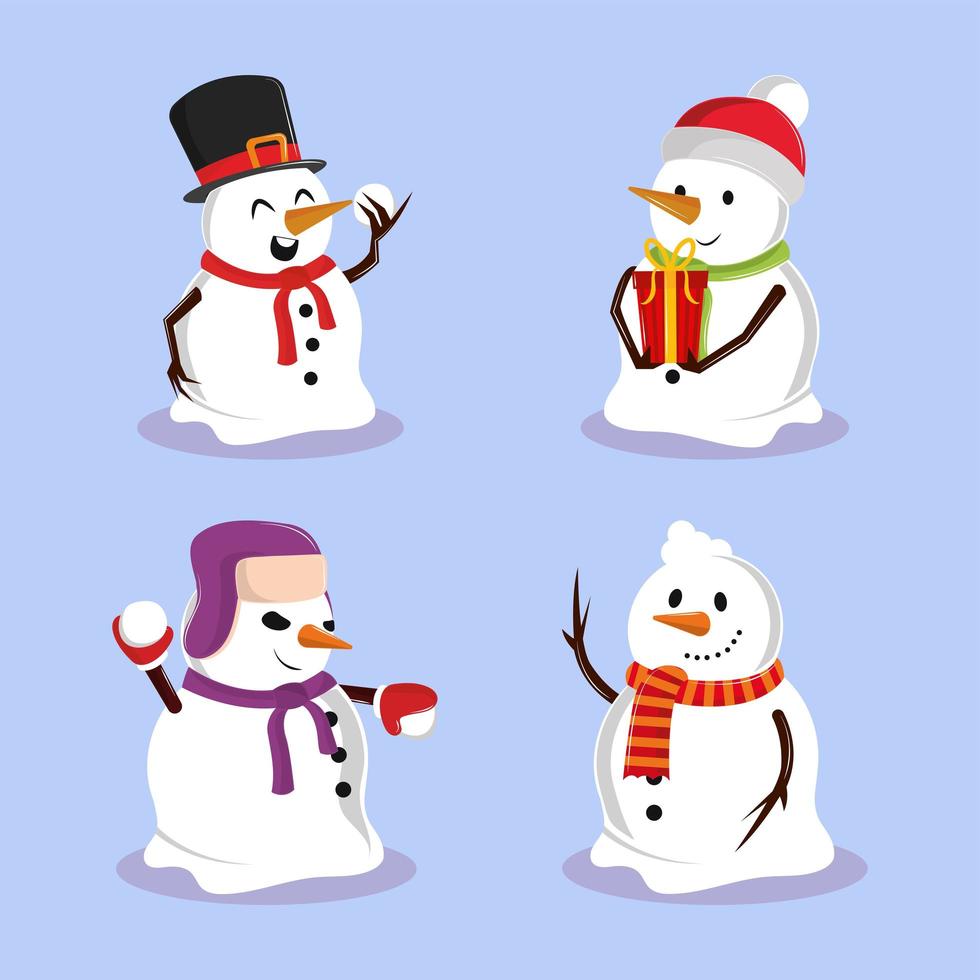 conjunto de iconos de muñeco de nieve vector