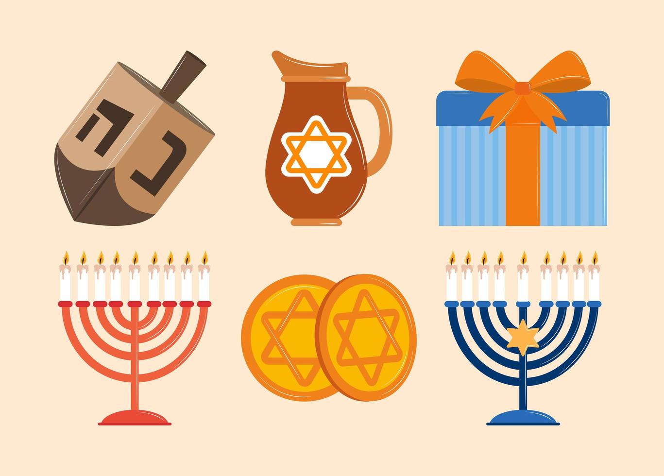 hanukkah icon set vector