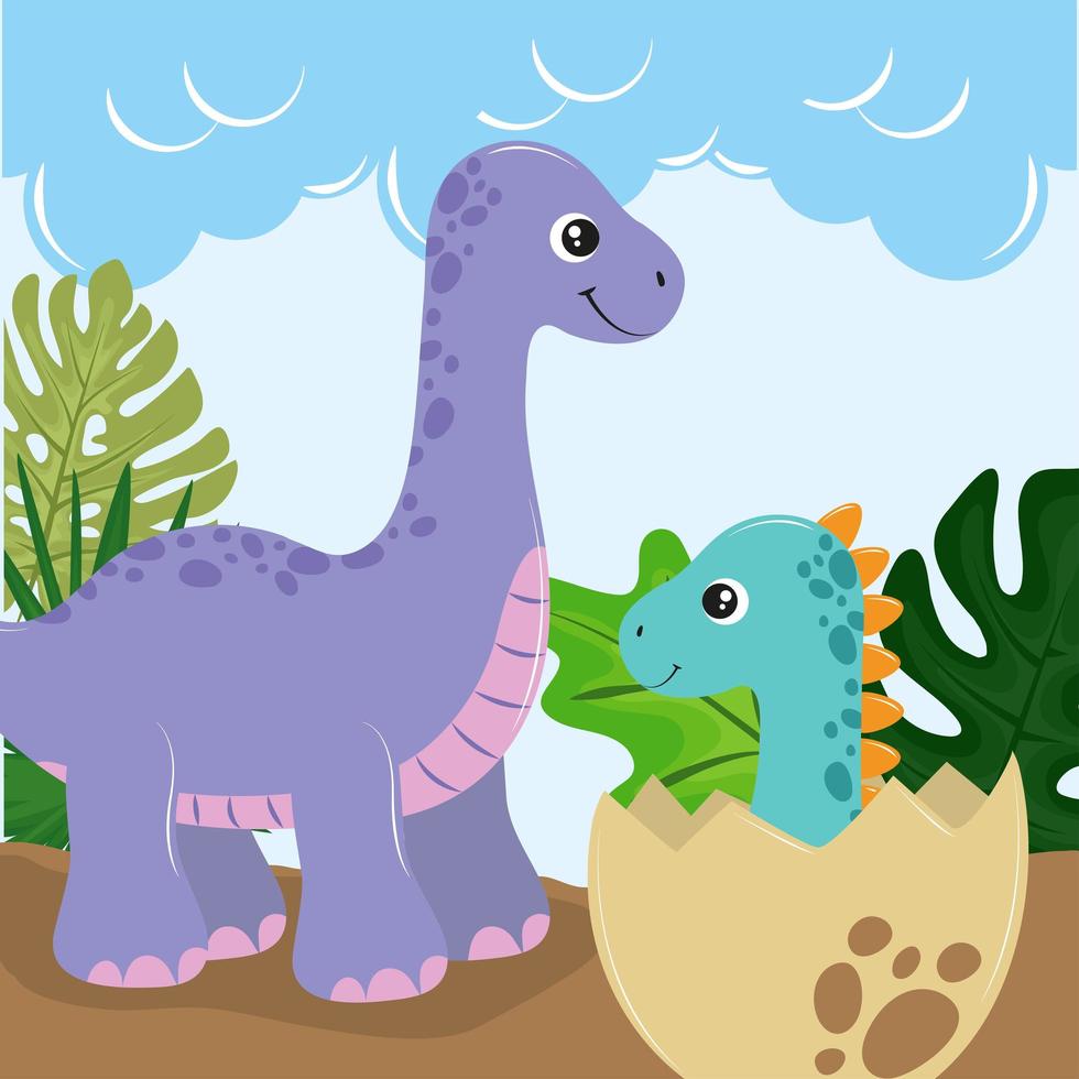 dinosaurios en el paisaje vector