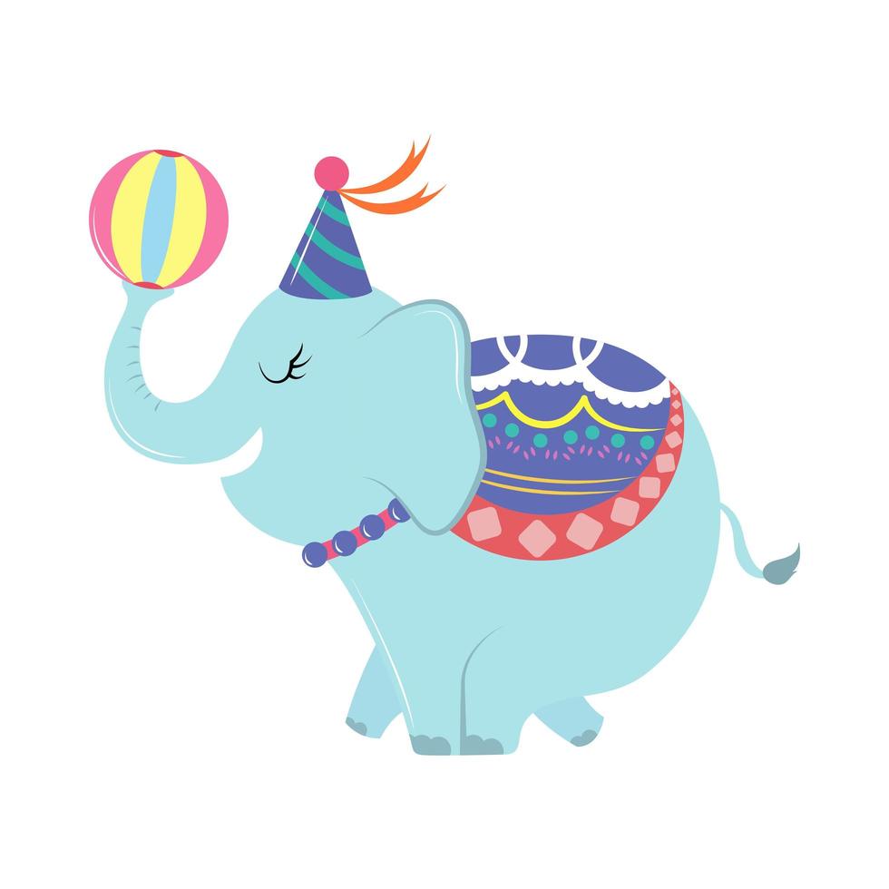 circus elephant and ball vector