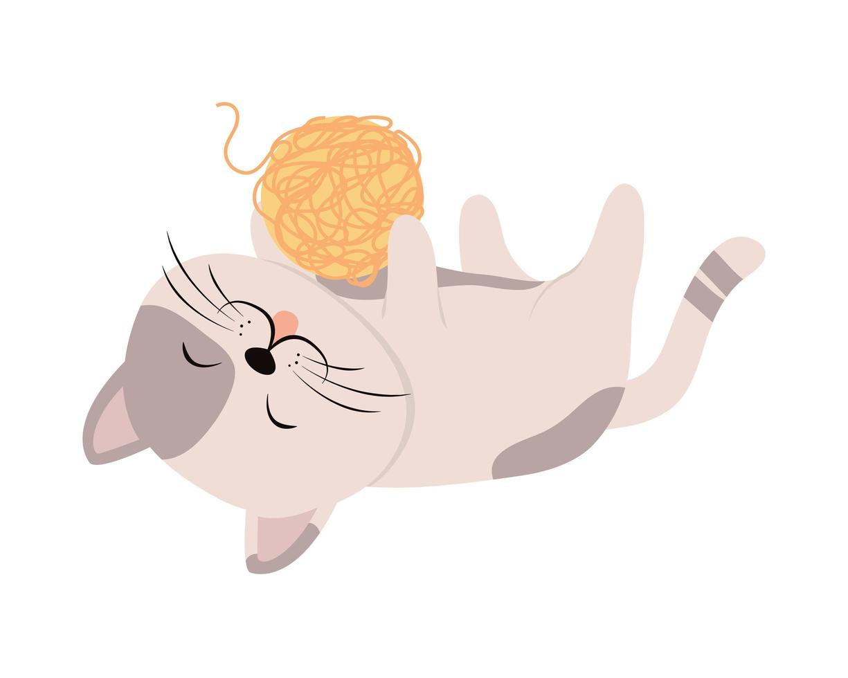 cat playing with wool vector