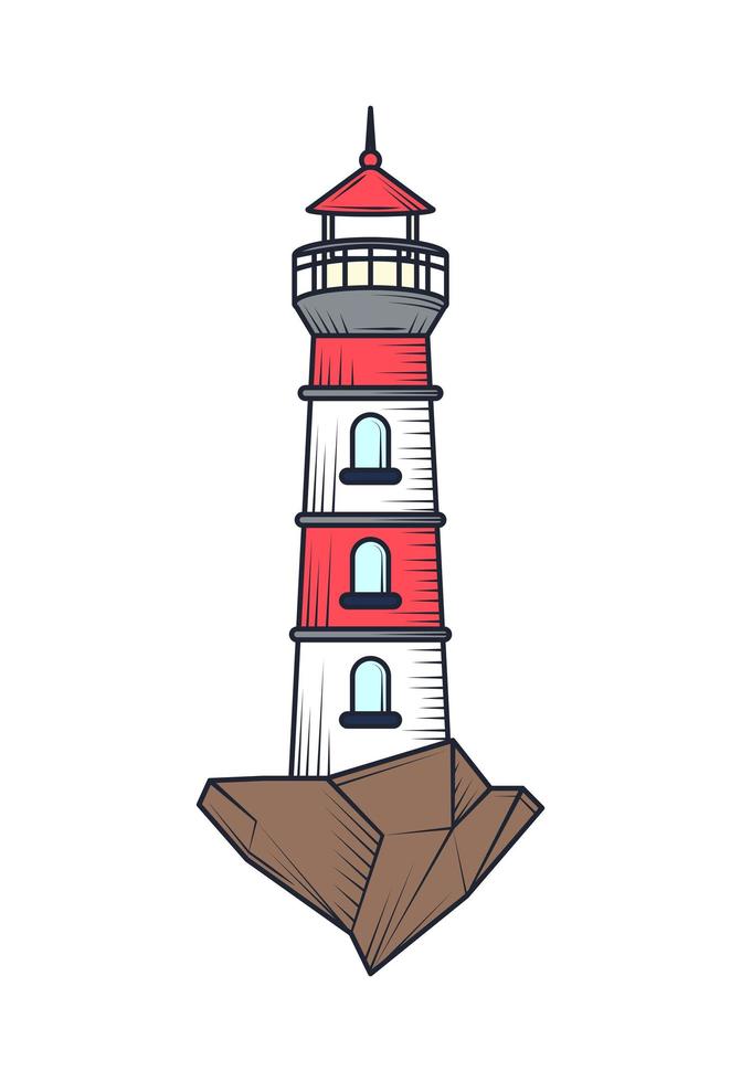 faro icono náutico vector