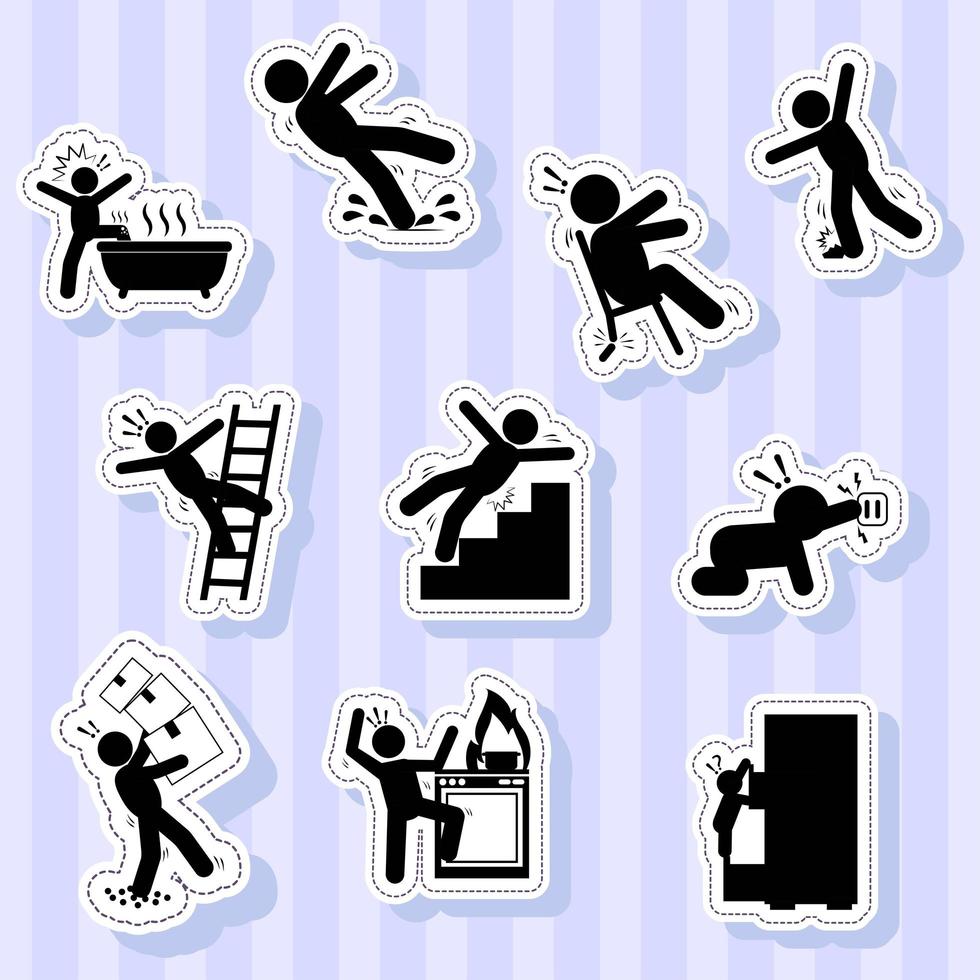 accident hazard stickers icons vector