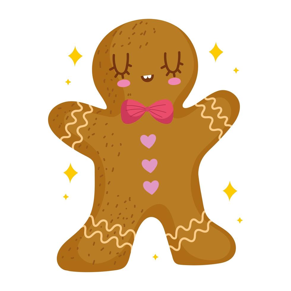 christmas cartoon gingerbread man vector