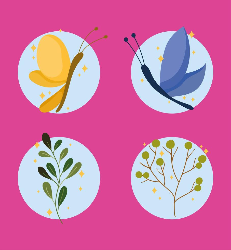 cute butterfly icons vector