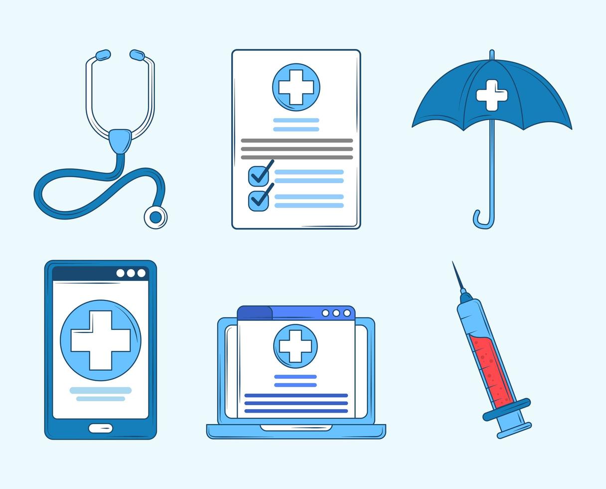 collection icons health vector