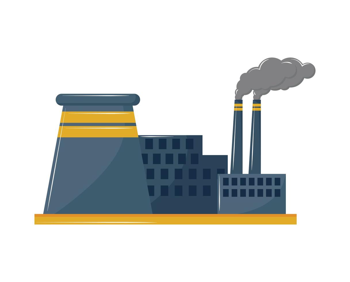 factory pollution chimneys vector