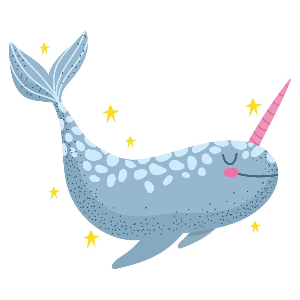 narwhal undersea life vector