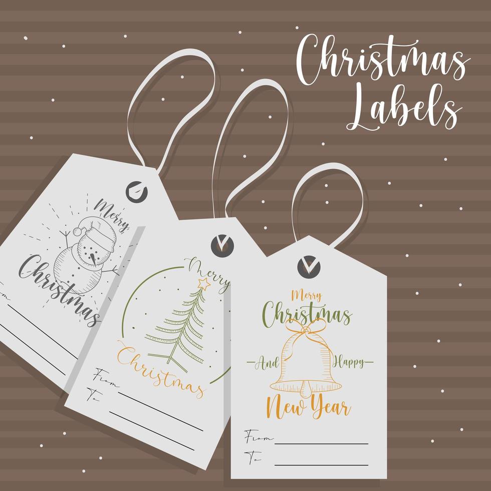 christmas labels style vector