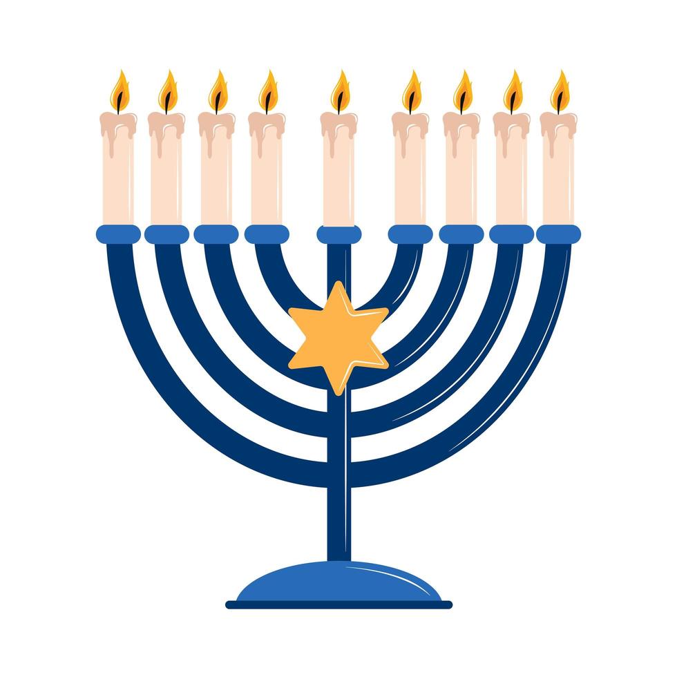 menorá de hanukkah con estrella vector