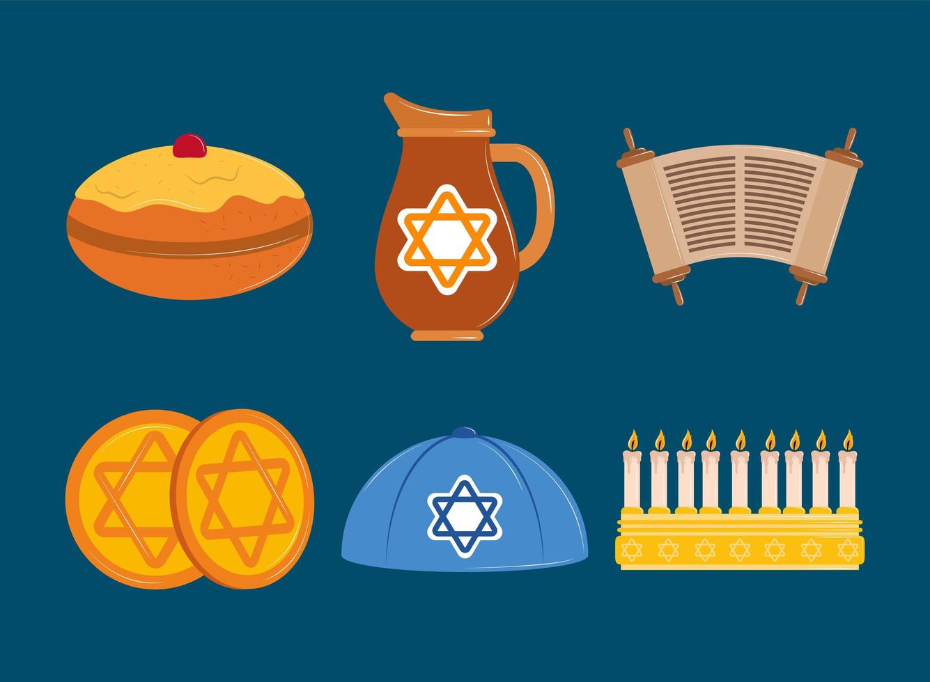 hanukkah icon collection vector