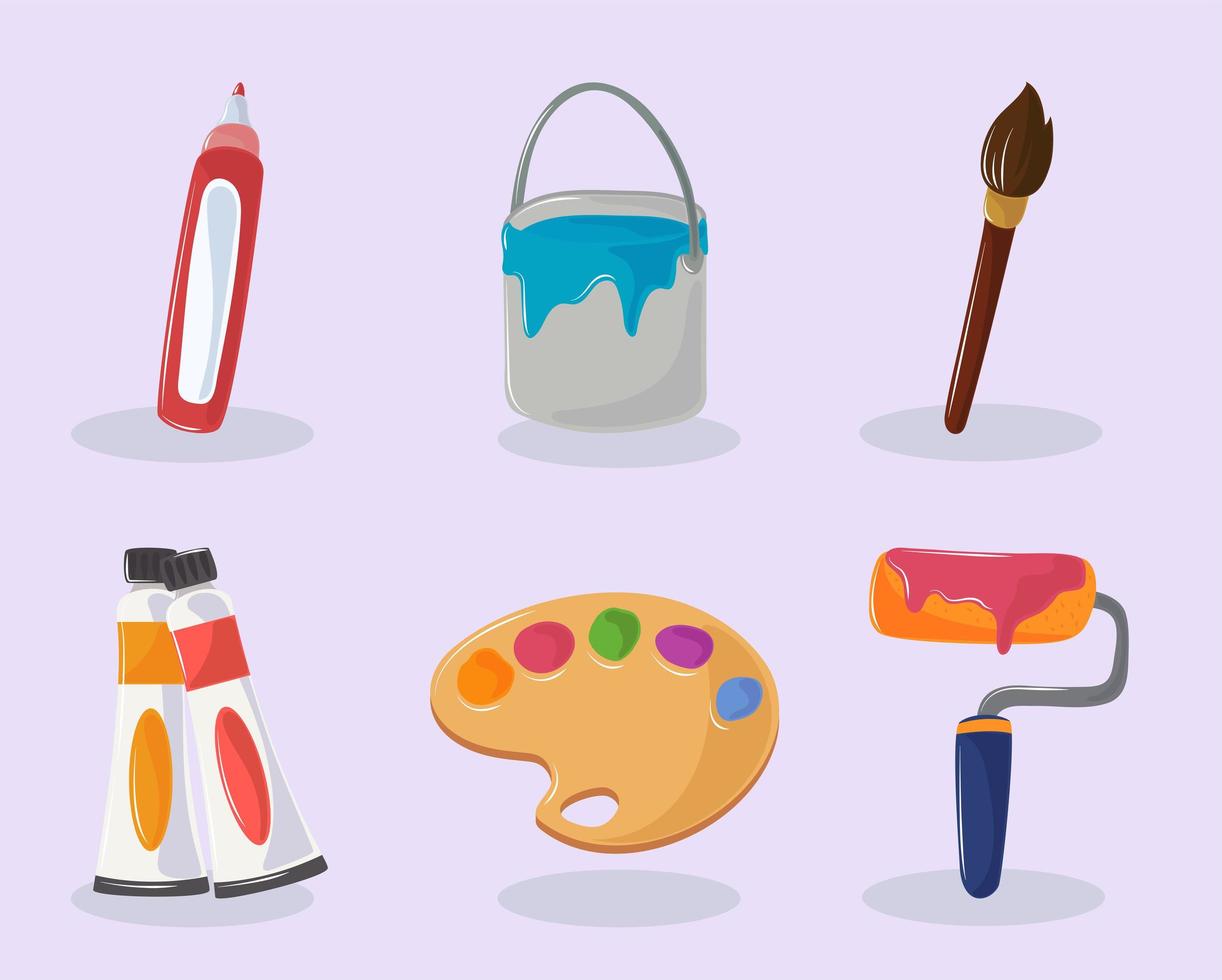 artistic tools icons vector