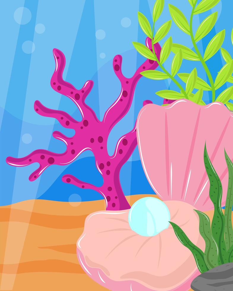 underwater world seashell cartoon vector