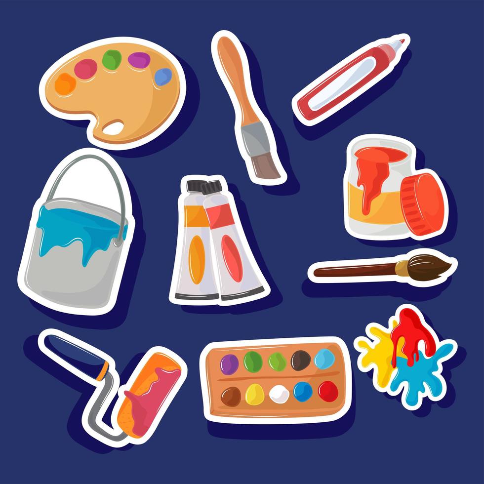 stickers art tools vector