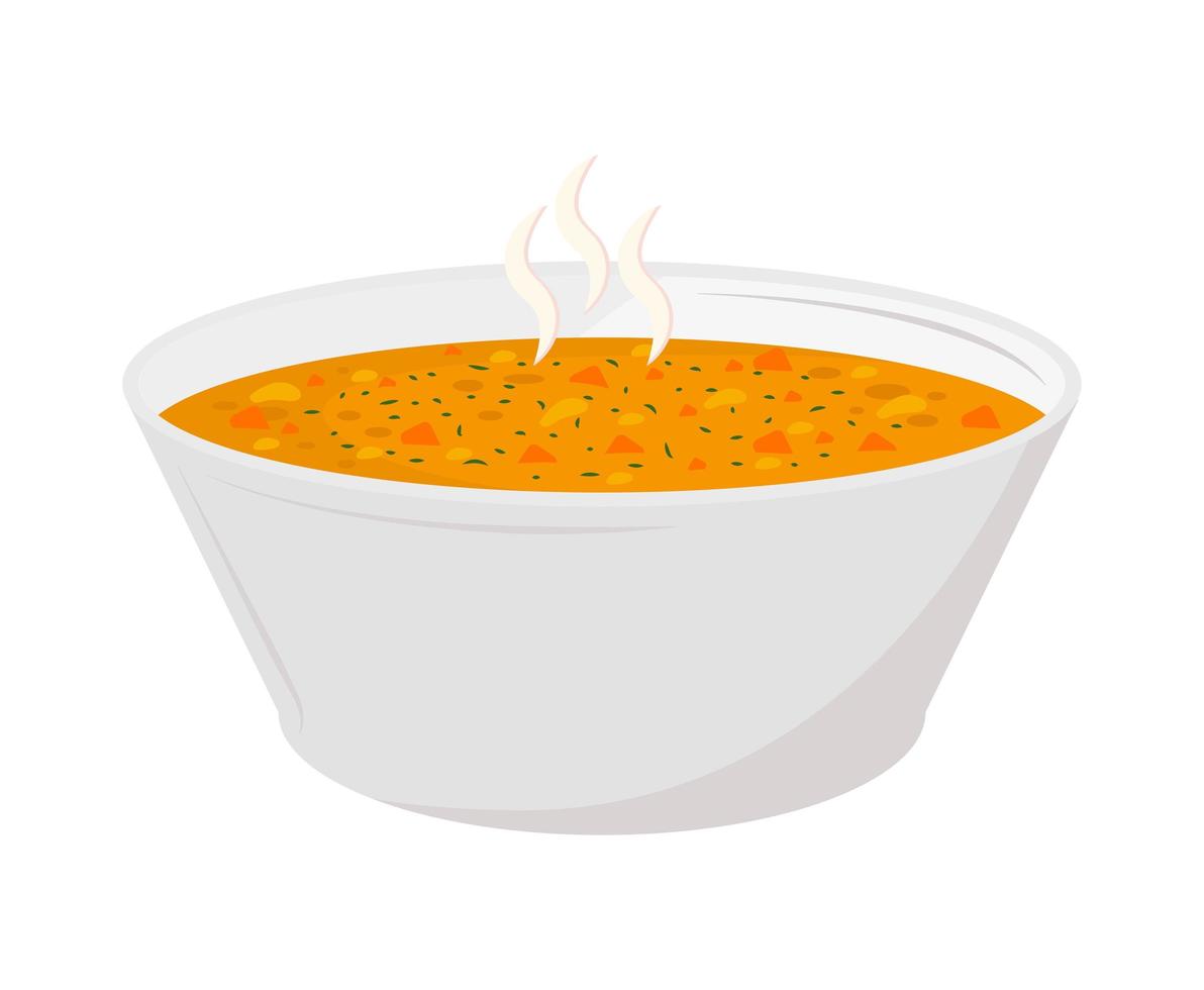 tazón de sopa caliente vector