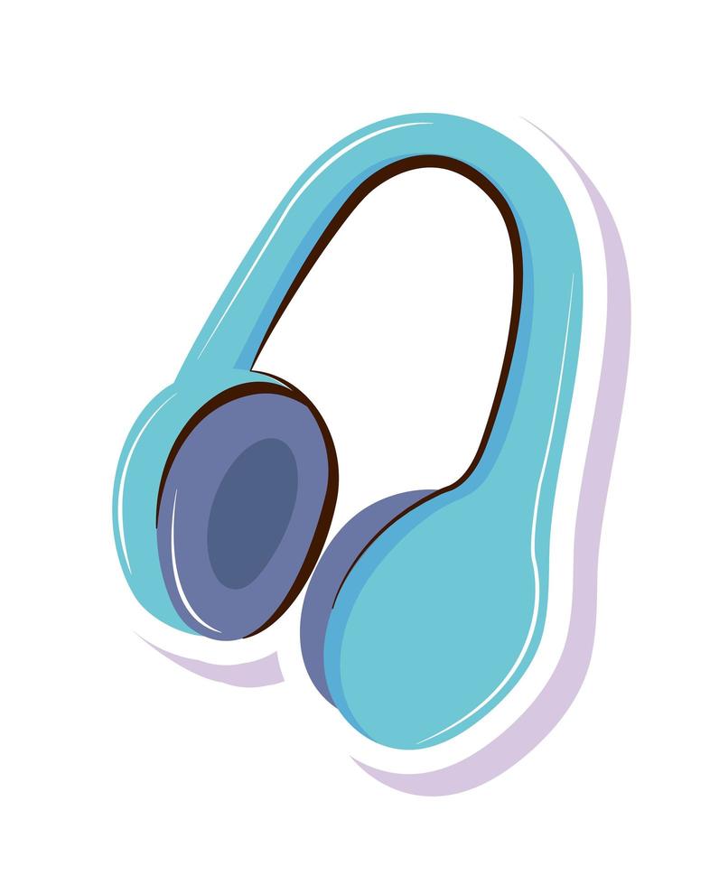 headphones sticker icon vector