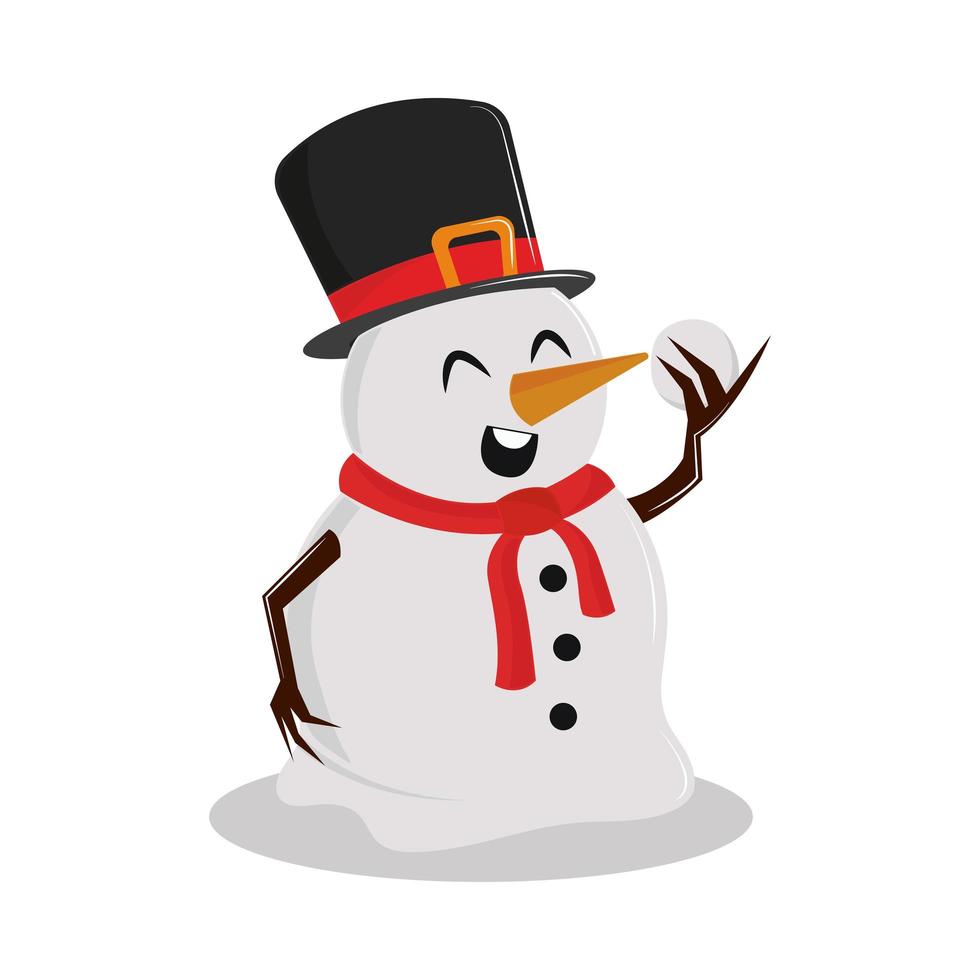 muñeco de nieve con sombrero vector