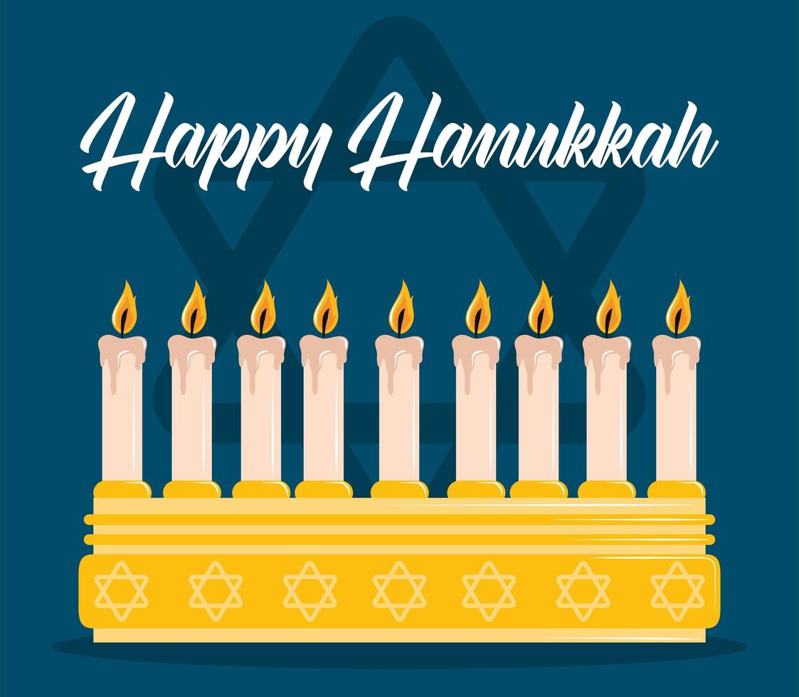 happy hanukkah lights vector